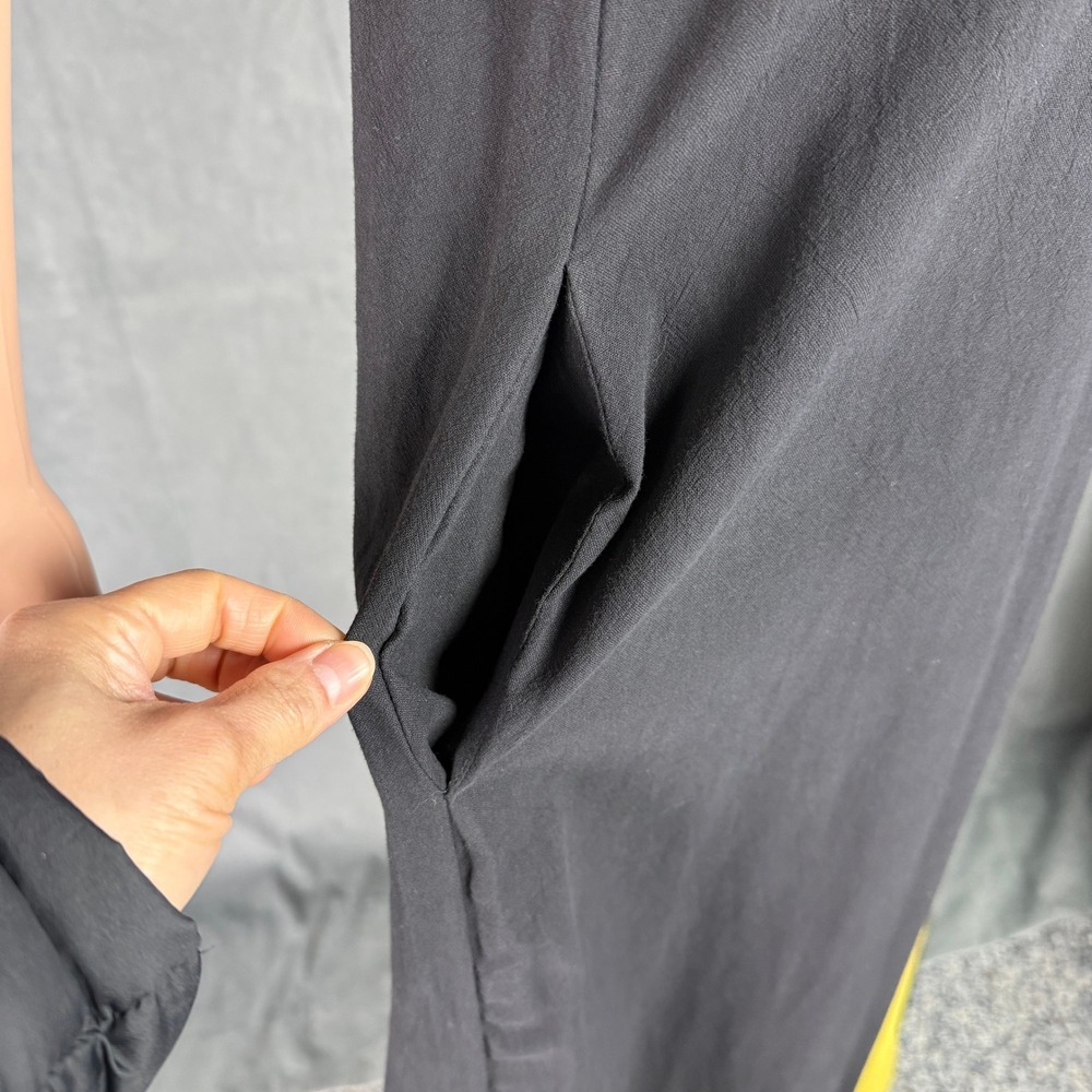 NWD Gracila Maxi Dress Plus 2XL Black Yellow Sleeveless Cotton Pocket Lagenlook - Picture 4 of 16